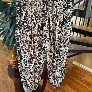 Animal print harem pants.